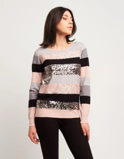 Maglia a righe con paillettes