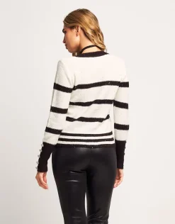 Maglia a righe con paillettes e bottoni