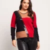 Maglia color block con paillettes
