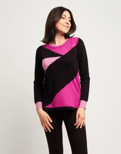 Maglia color block con paillettes