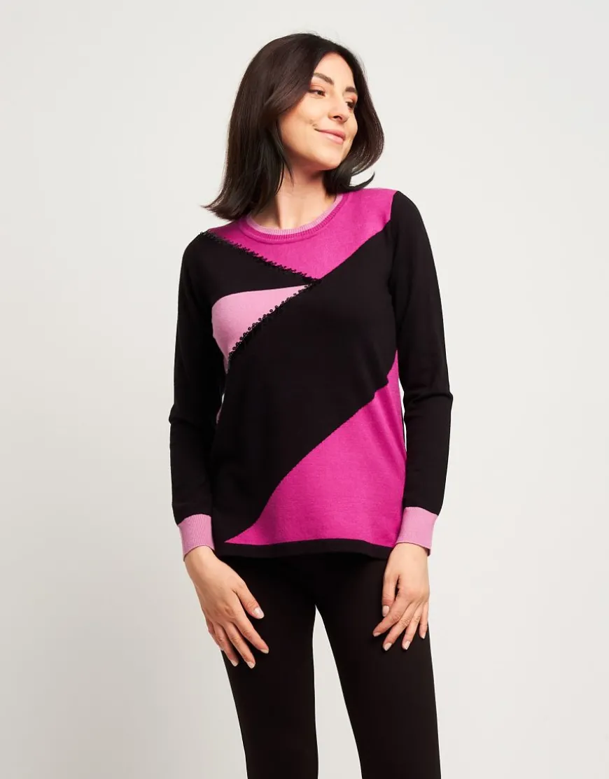 Maglia color block con paillettes
