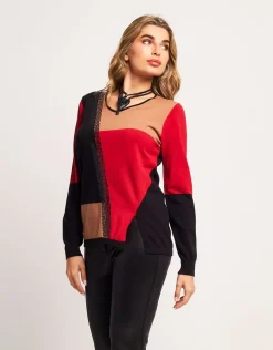 Maglia color block con paillettes