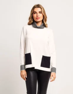 Maglia con dettagli a righe e tasche