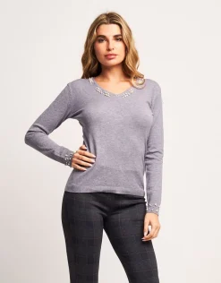 Maglia con dettagli di perle