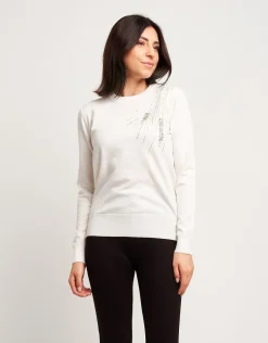 Maglia con dettaglio ricamato in pietre
