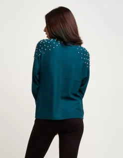Maglia con diamanti sulle spalle