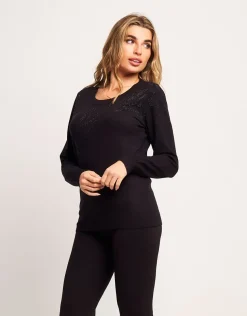 Maglia con disegno animalier di strass