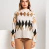 Maglia con fantasia di rombi in paillettes