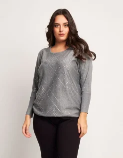 Maglia con fantasia strass