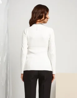 Maglia con finto coprispalle e strass