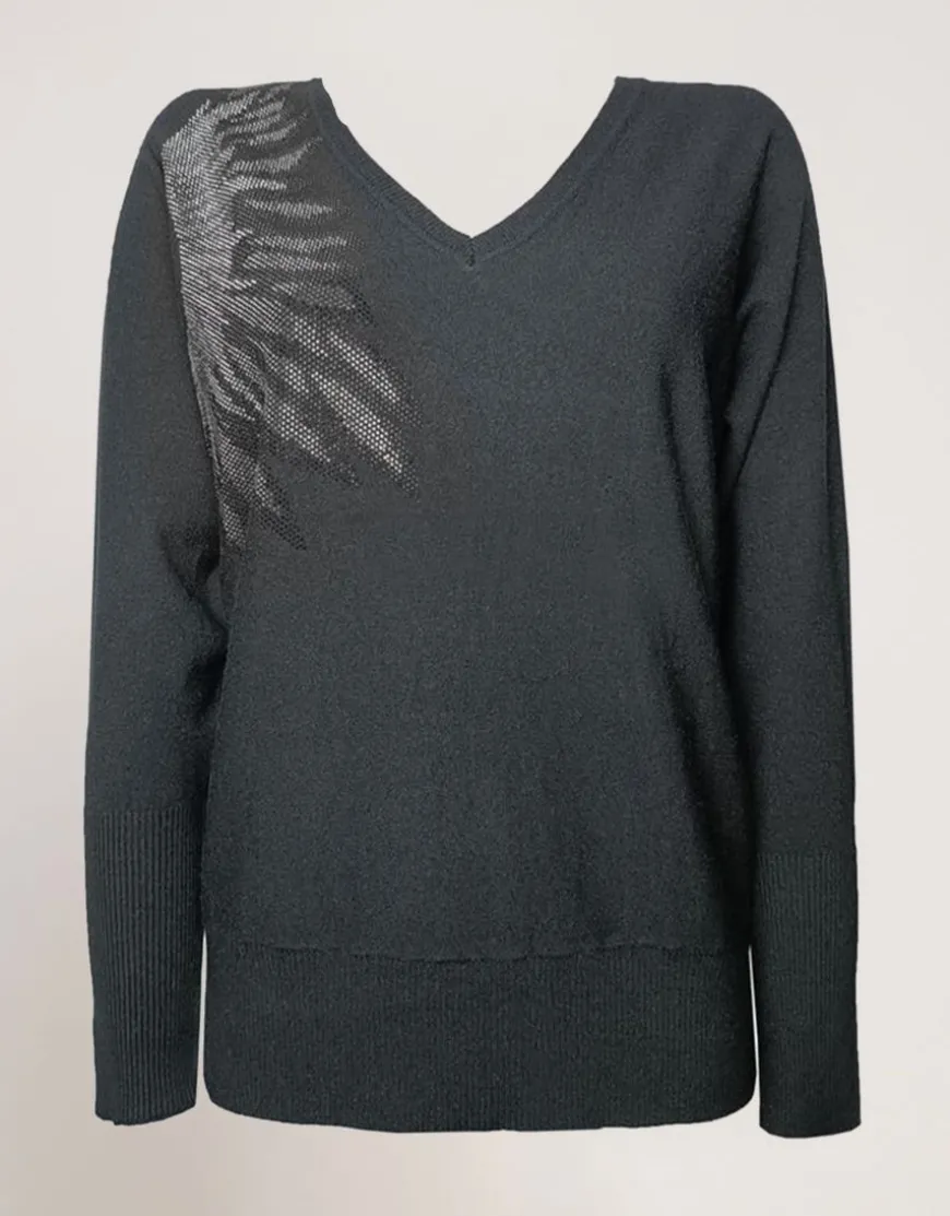 Maglia con fiore in strass
