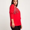 Maglia con fiore in strass