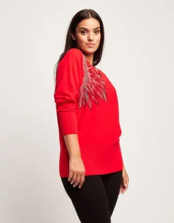 Maglia con fiore in strass