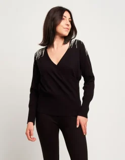 Maglia con frange di strass