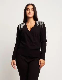 Maglia con frange di strass