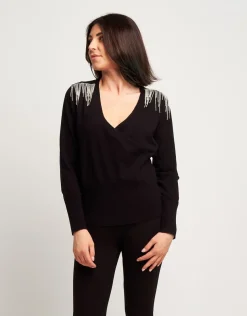 Maglia con frange di strass