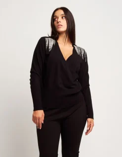 Maglia con frange di strass