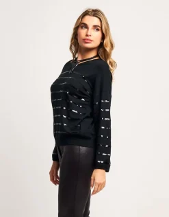 Maglia con maniche a palloncino e paillettes