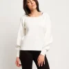 Maglia con maniche a palloncino e pietre