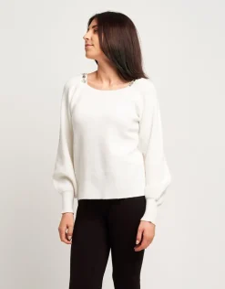 Maglia con maniche a palloncino e pietre