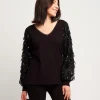 Maglia con maniche ampie in paillettes