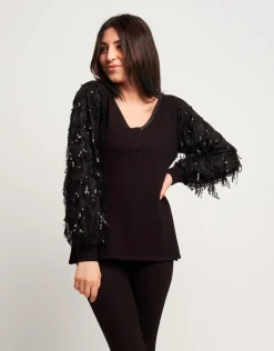 Maglia con maniche ampie in paillettes