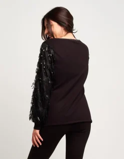 Maglia con maniche ampie in paillettes