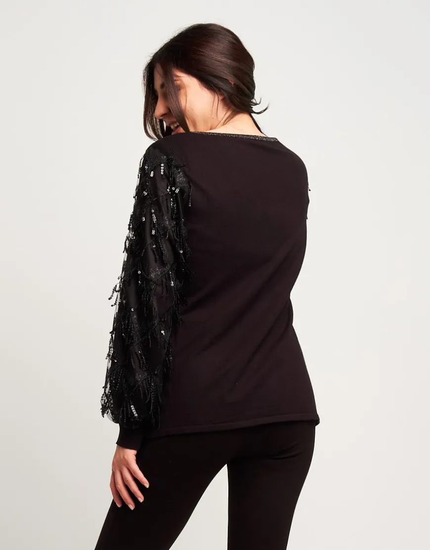 Maglia con maniche ampie in paillettes