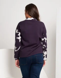 Maglia con motivo a fiori e coulisse