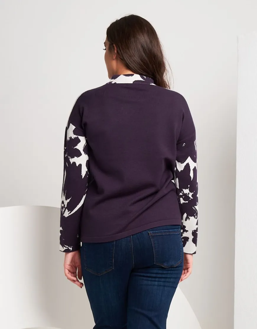 Maglia con motivo a fiori e coulisse