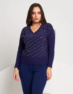 Maglia con onde di strass