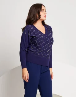 Maglia con onde di strass
