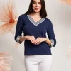 Maglia con polsi e collo a righe