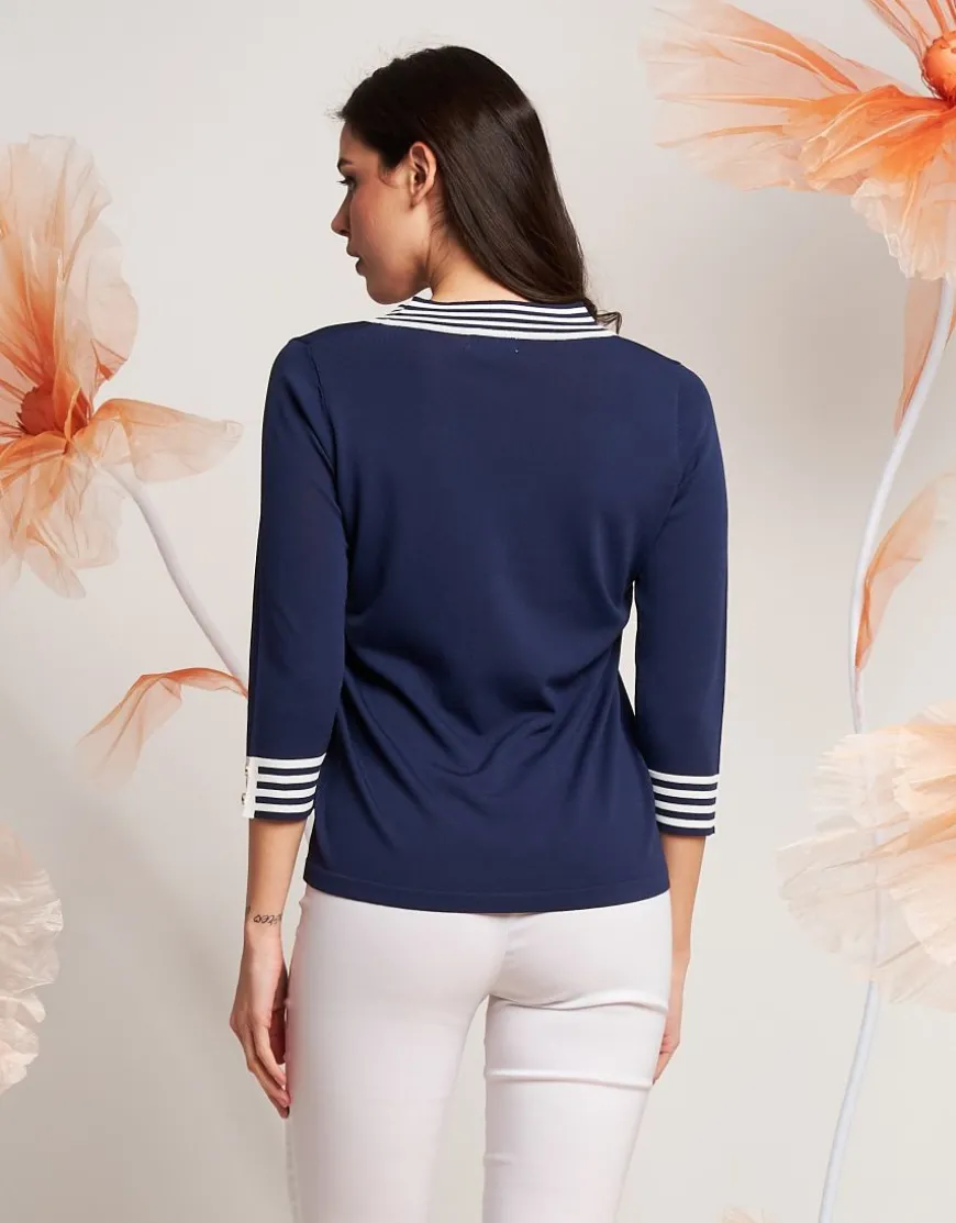 Maglia con polsi e collo a righe