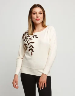 Maglia con ramage di paillettes