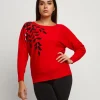 Maglia con ramage di paillettes