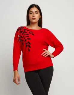 Maglia con ramage di paillettes