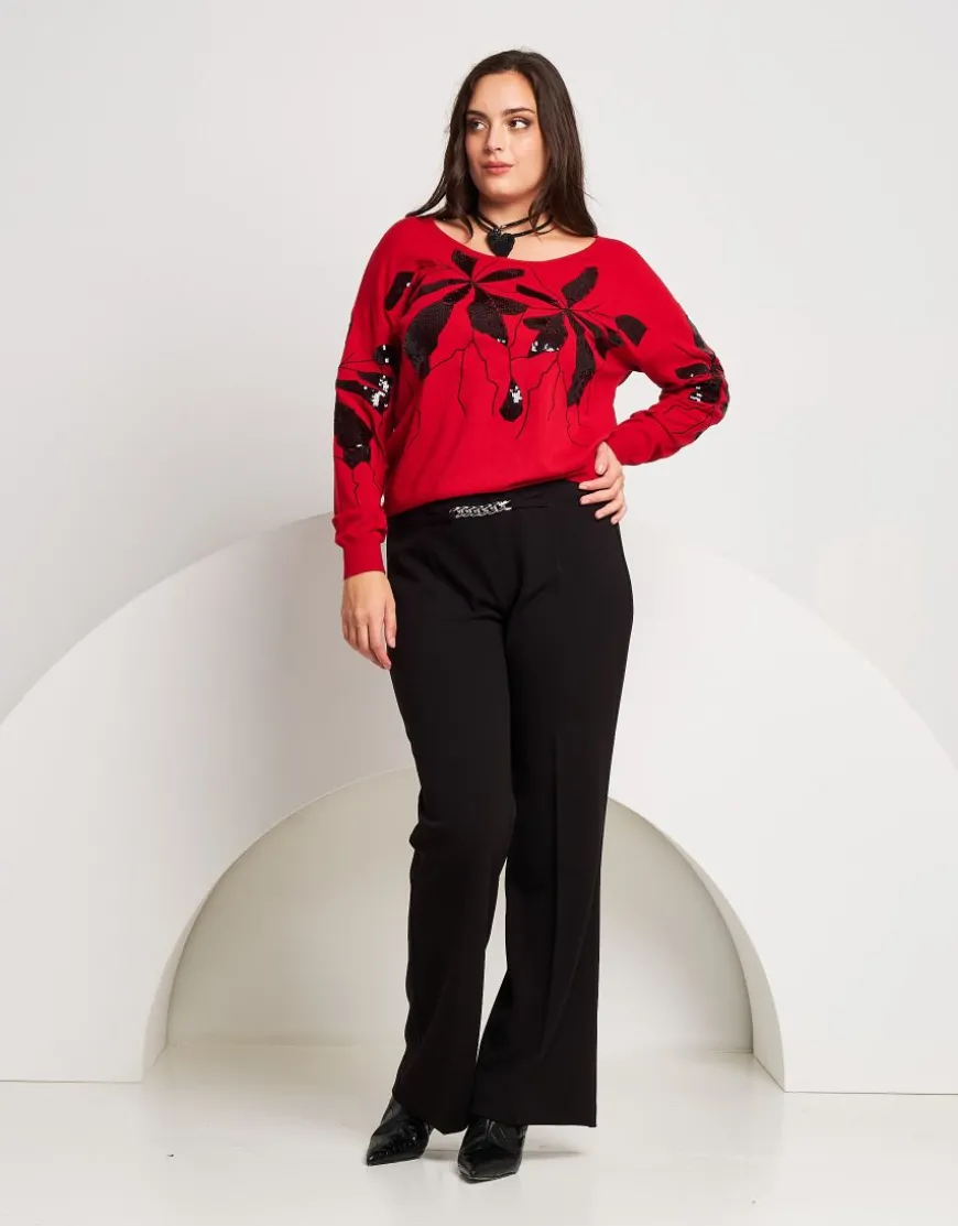 Maglia con ricamo di paillettes