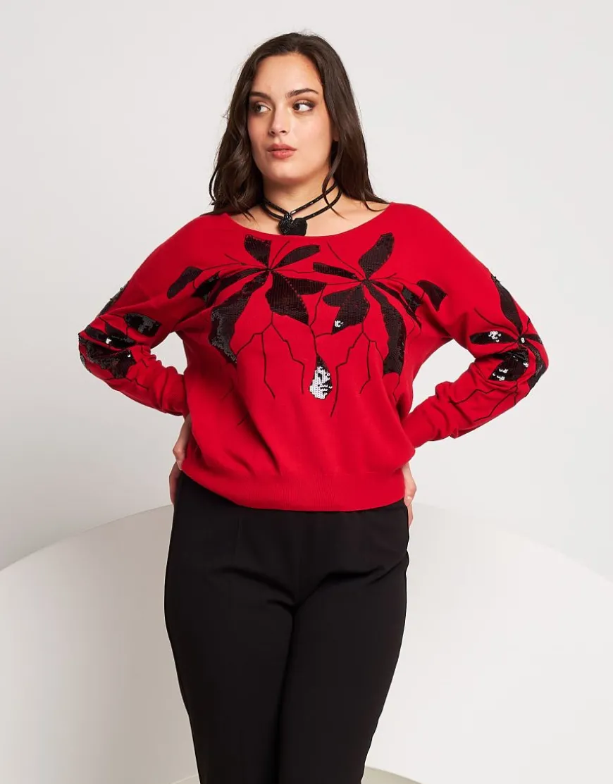 Maglia con ricamo di paillettes