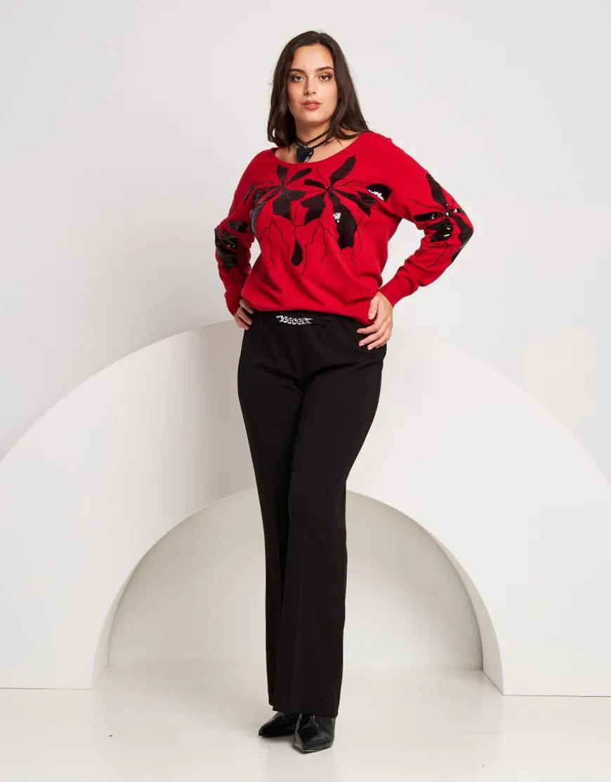 Maglia con ricamo di paillettes