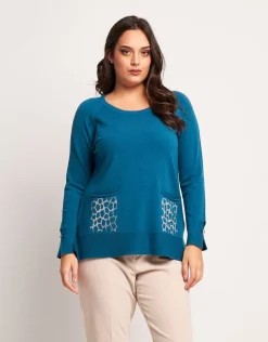 Maglia con strass animalier