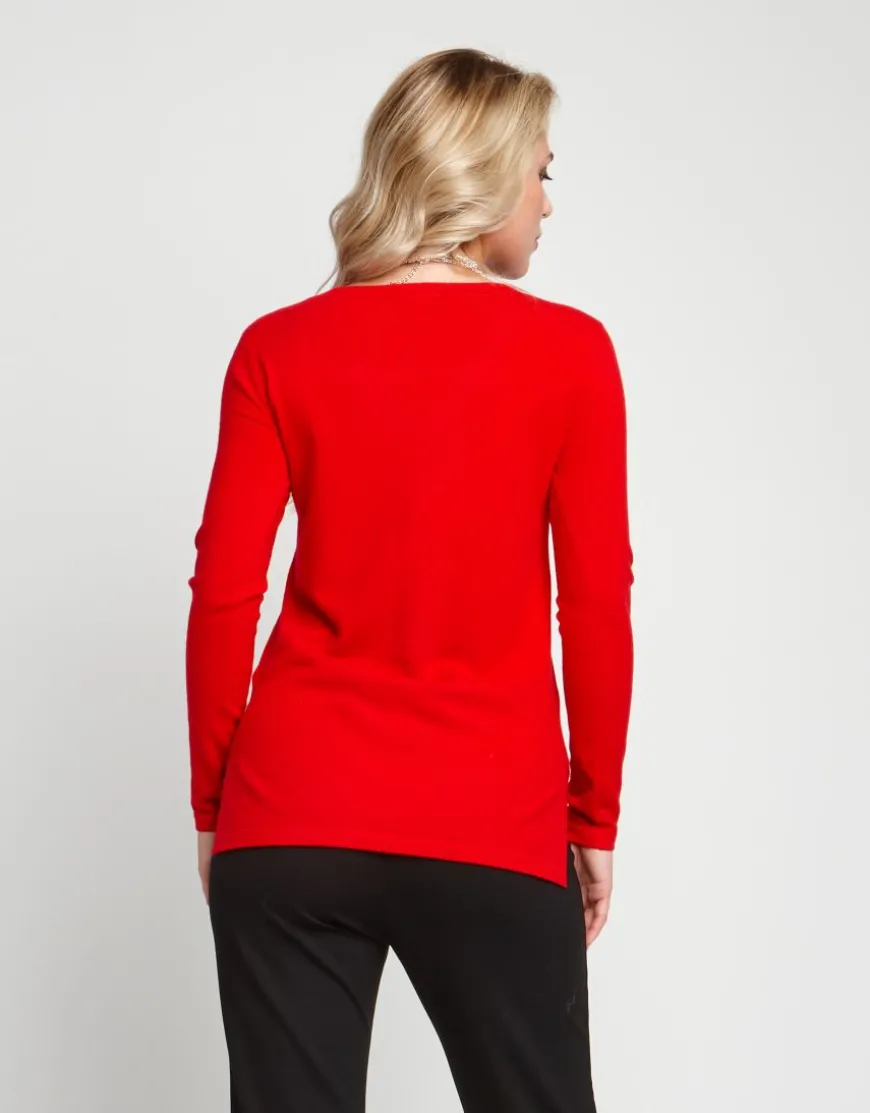 Maglia con strass su scollo