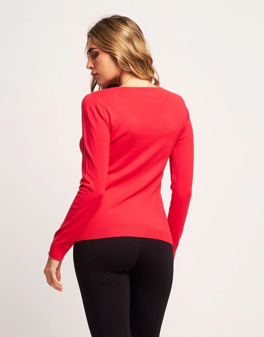 Maglia con strass sullo scollo