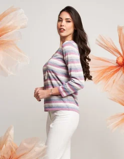 Maglia in lurex jacquard a righe