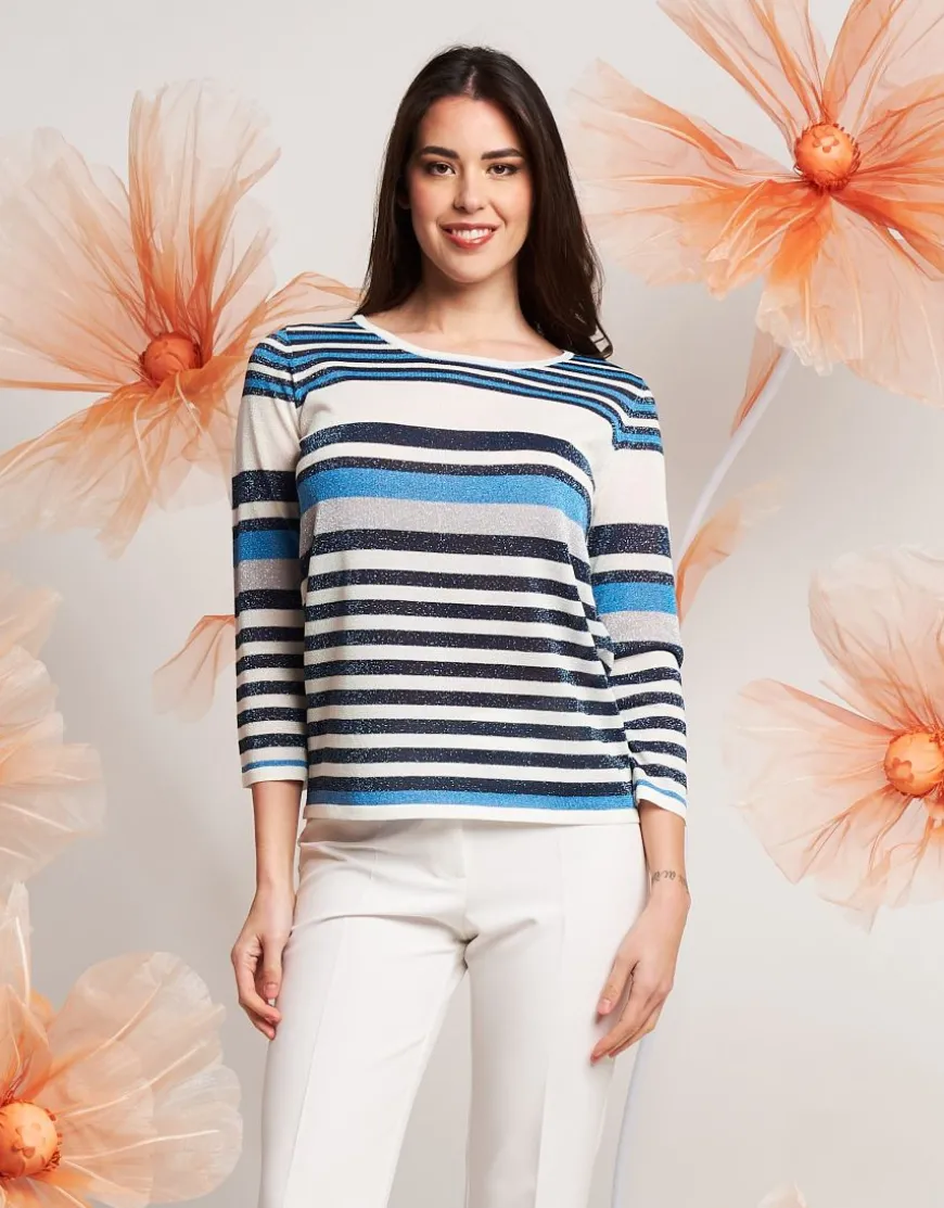 Maglia in lurex jacquard a righe
