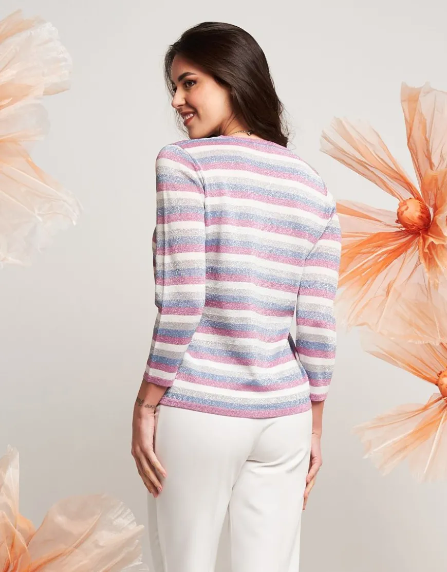 Maglia in lurex jacquard a righe
