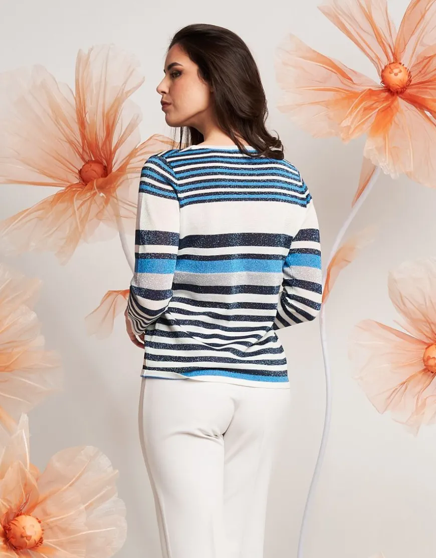 Maglia in lurex jacquard a righe