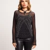 Maglia in tulle con strass e canotta