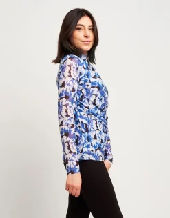 Maglia in tulle fantasia con arricci