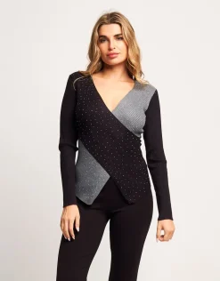 Maglia incrociata con strass